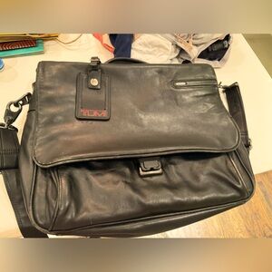 TUMI Leather Black Work Bag/ Laptop Bag.